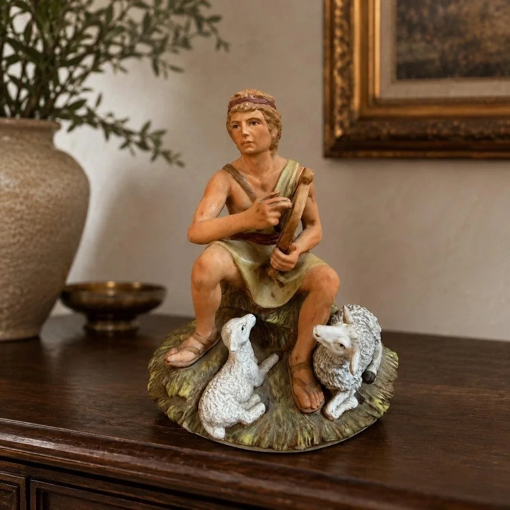 Vintage Ceramica Excelsis David Shepherd Boy Figurine - Bisque Porcelain 1980